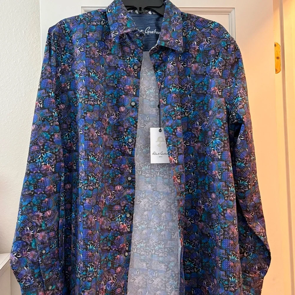 Robert Graham Campos Floral Skull Multicolor Button Down Shirt NWT M - Picture 1 of 4